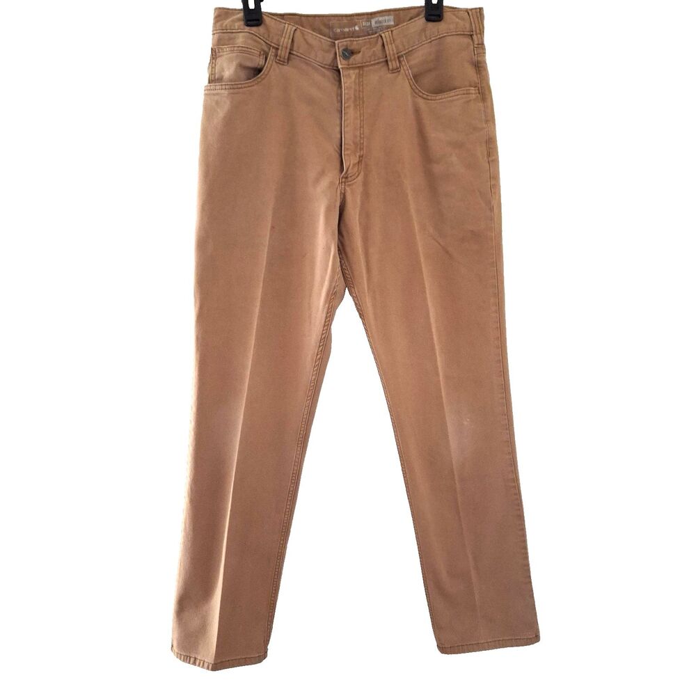 Carhartt Pants Mens 34x34 Rugged Flex Relaxed Fit Canvas 5-Pocket Work Stretch